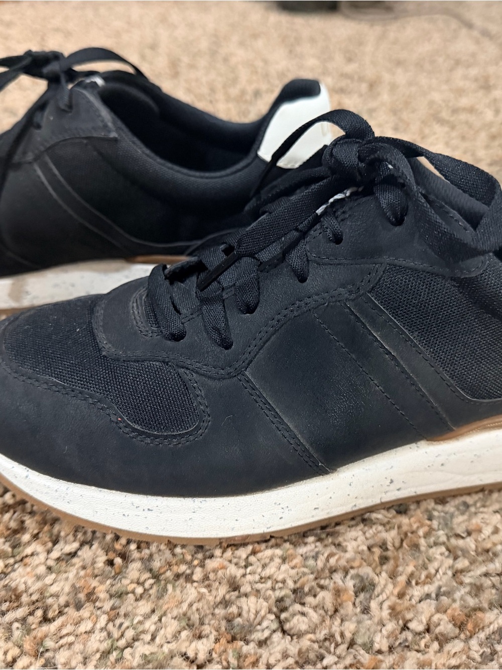 UGG Black Lace-Up Women's Sneakers with White Midsole
